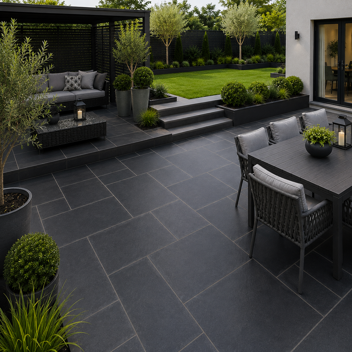 Black Limestone Mixed Paving Slab 22mm