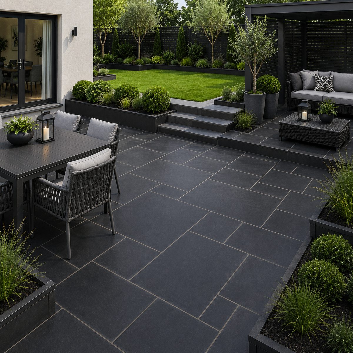 Black Limestone Mixed Paving Slab 22mm