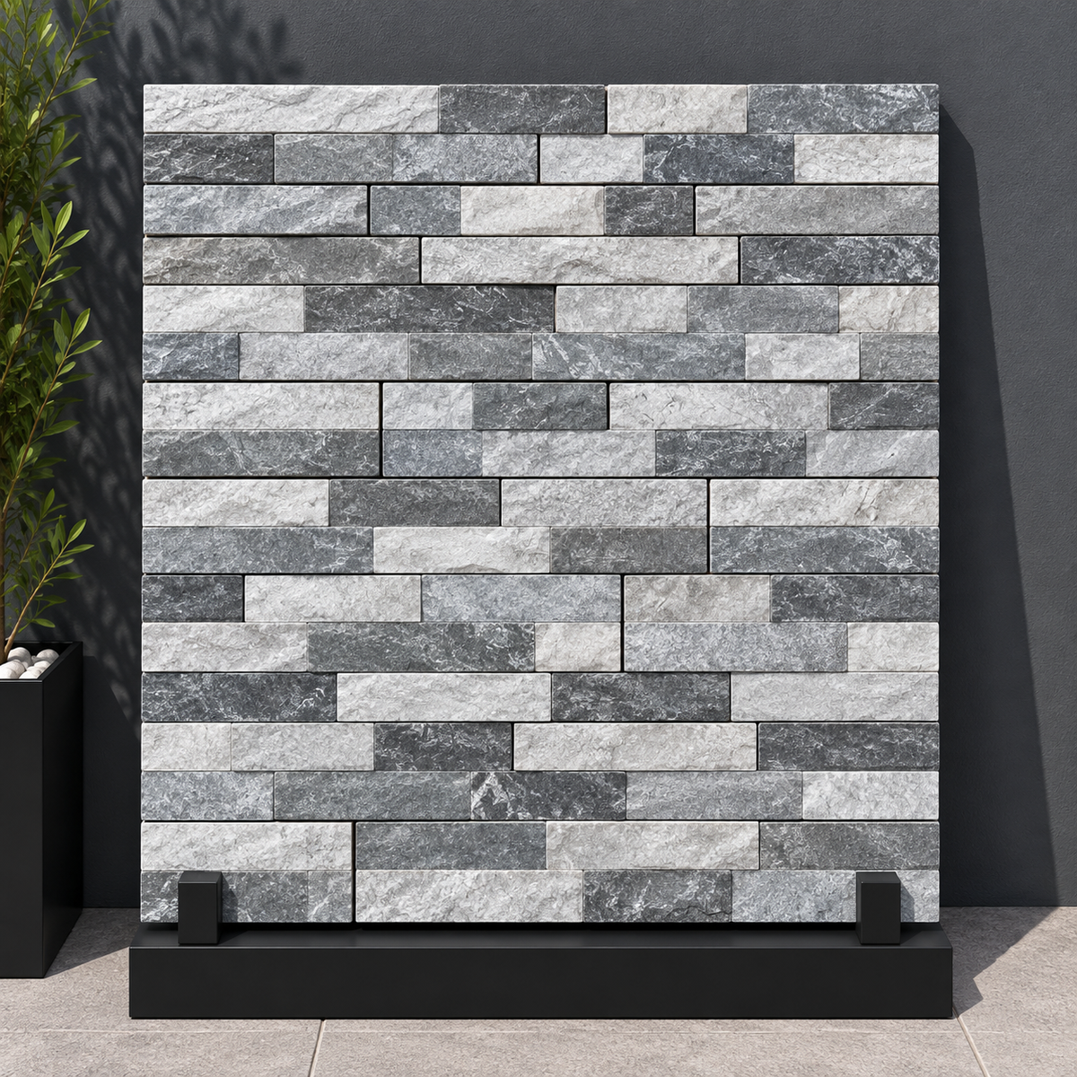 Ordino Grey Slate Split Face Porcelain Wall Cladding