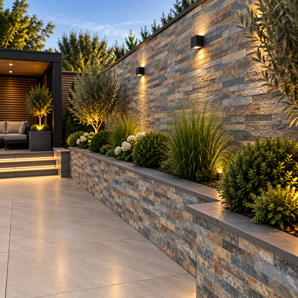 Ordino Rustic Slate Split Face Porcelain Wall Cladding