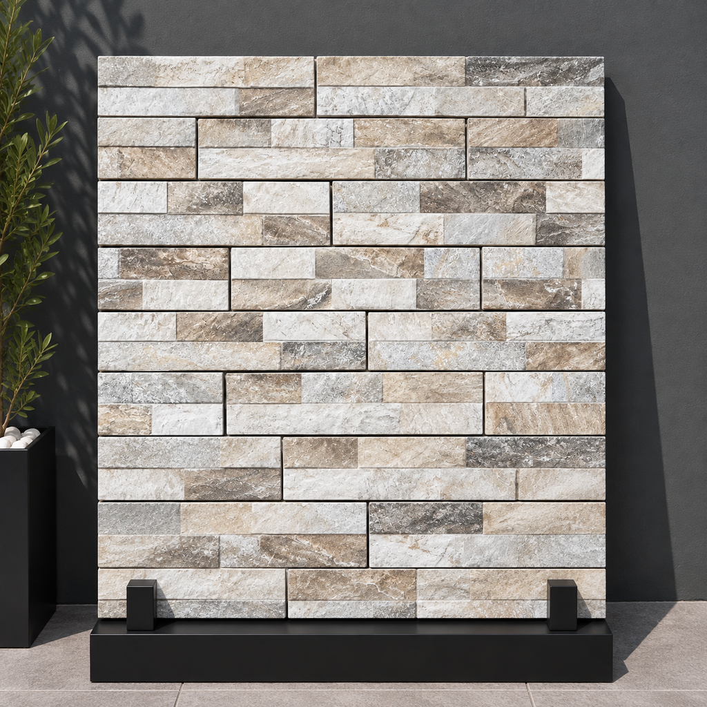 Ordino Beige Split Face Porcelain Wall Cladding