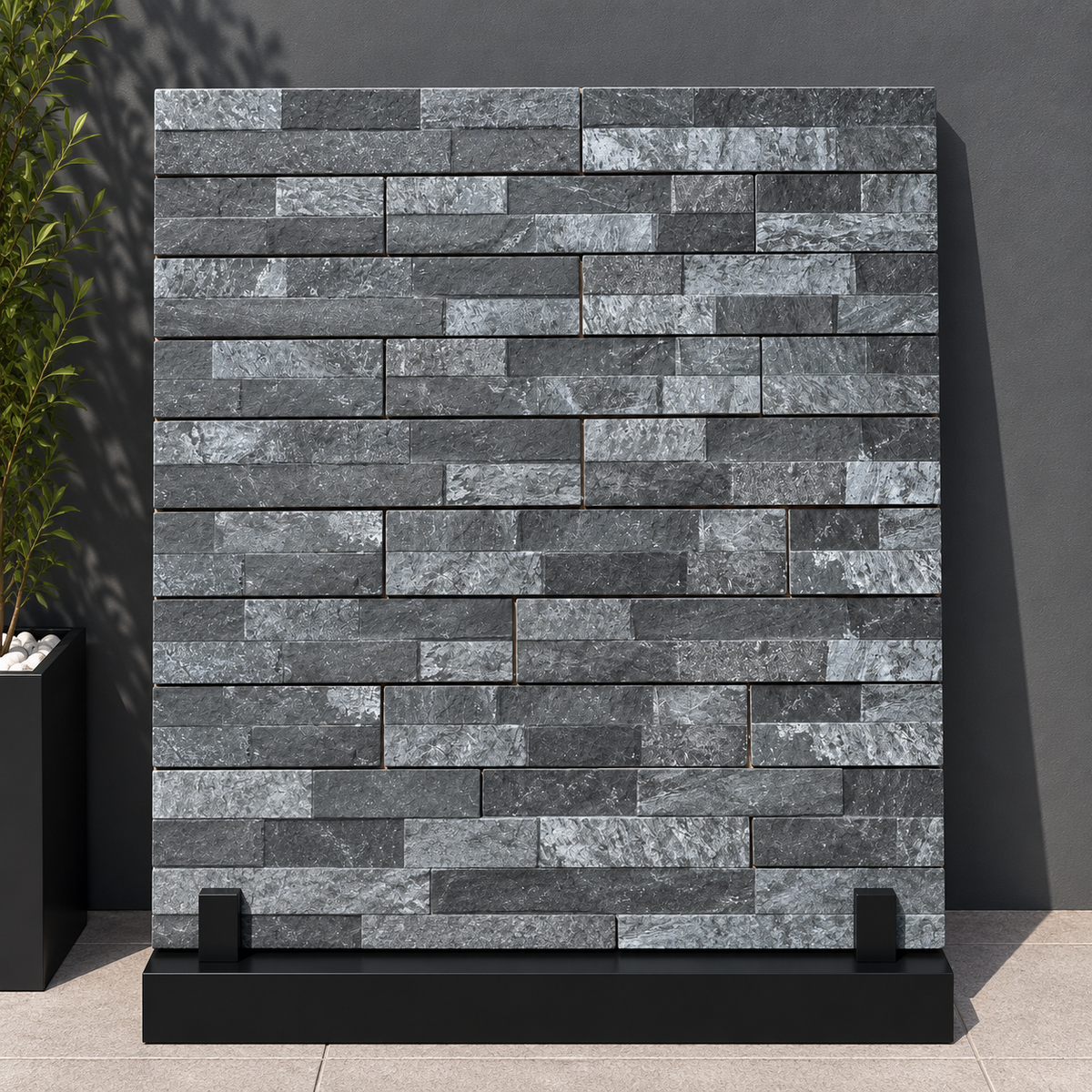 Ordino Black Slate Split Face Porcelain Wall Cladding