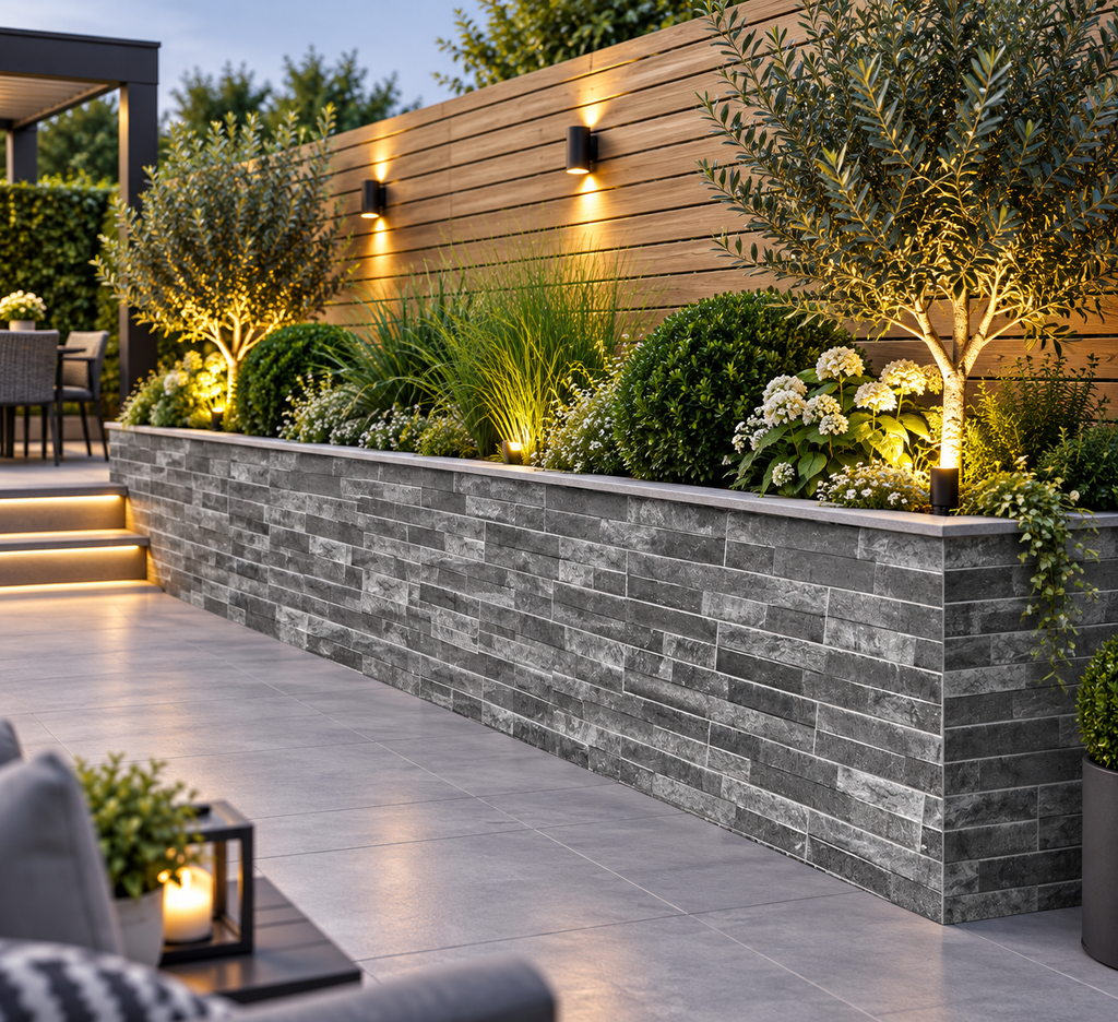 Ordino Black Slate Split Face Porcelain Wall Cladding