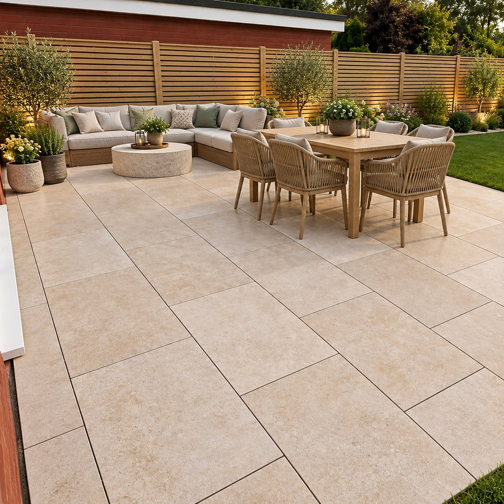 Saba Beige Egyptian Limestone Porcelain Paving 900x600 20mm