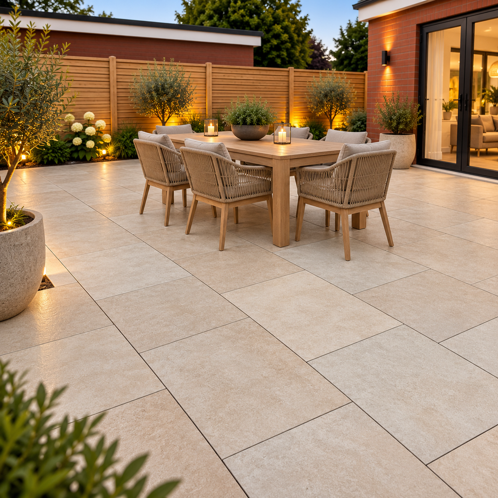 Saba Beige Egyptian Limestone Porcelain Paving 900x600 20mm