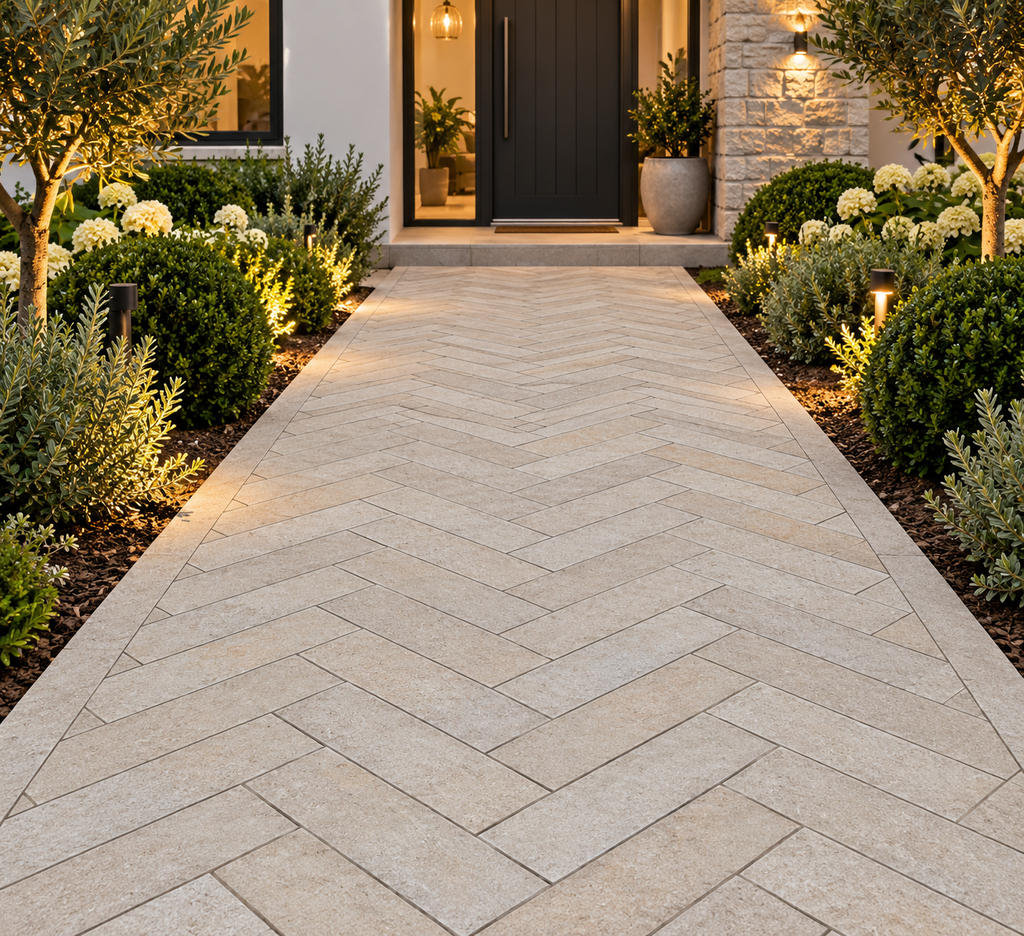 Saba Beige Egyptian Limestone Porcelain Cobbles 280x70mm 20mm