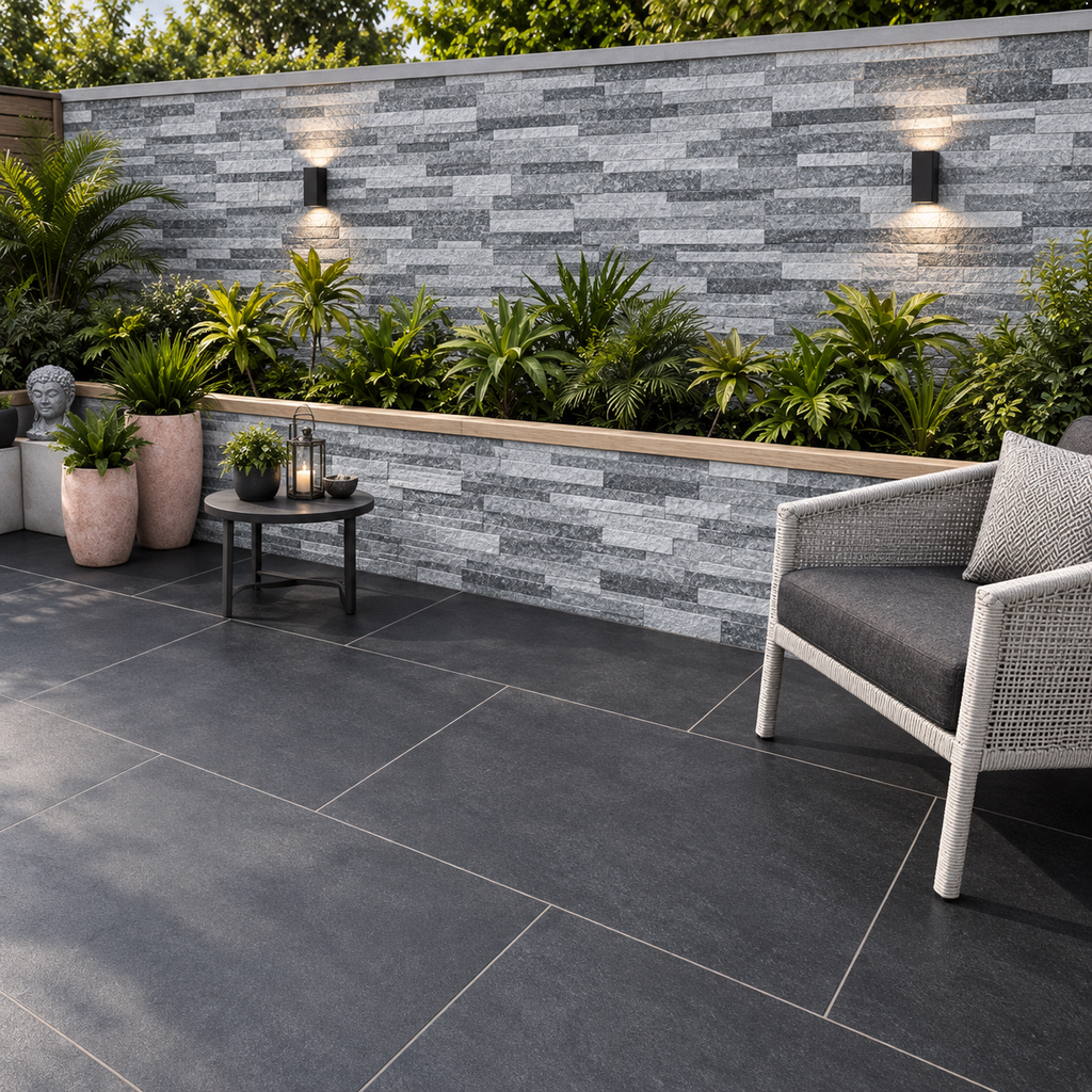 Tikal Grey Split Face Porcelain Wall Cladding