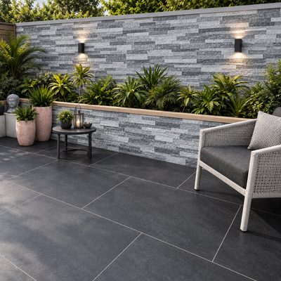 Tikal Grey Split Face Porcelain Wall Cladding