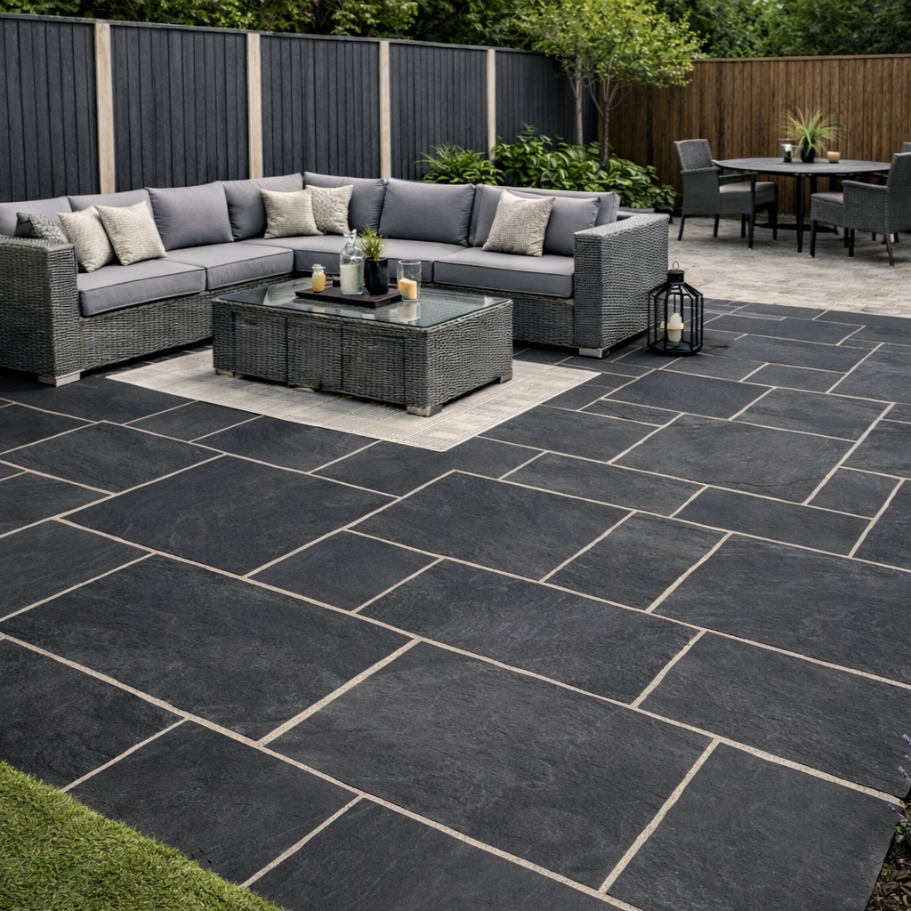 Black Limestone Mixed Paving Slab 22mm