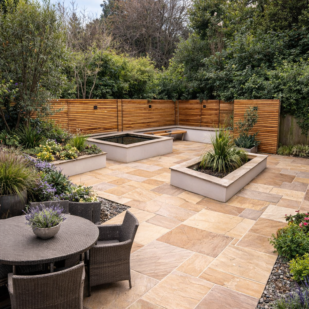 Fossil Mint Mixed Sandstone Paving Slab 22mm