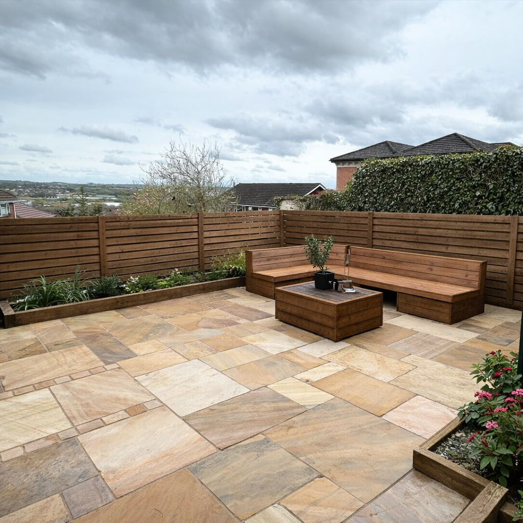 Fossil Mint Mixed Sandstone Paving Slab 22mm