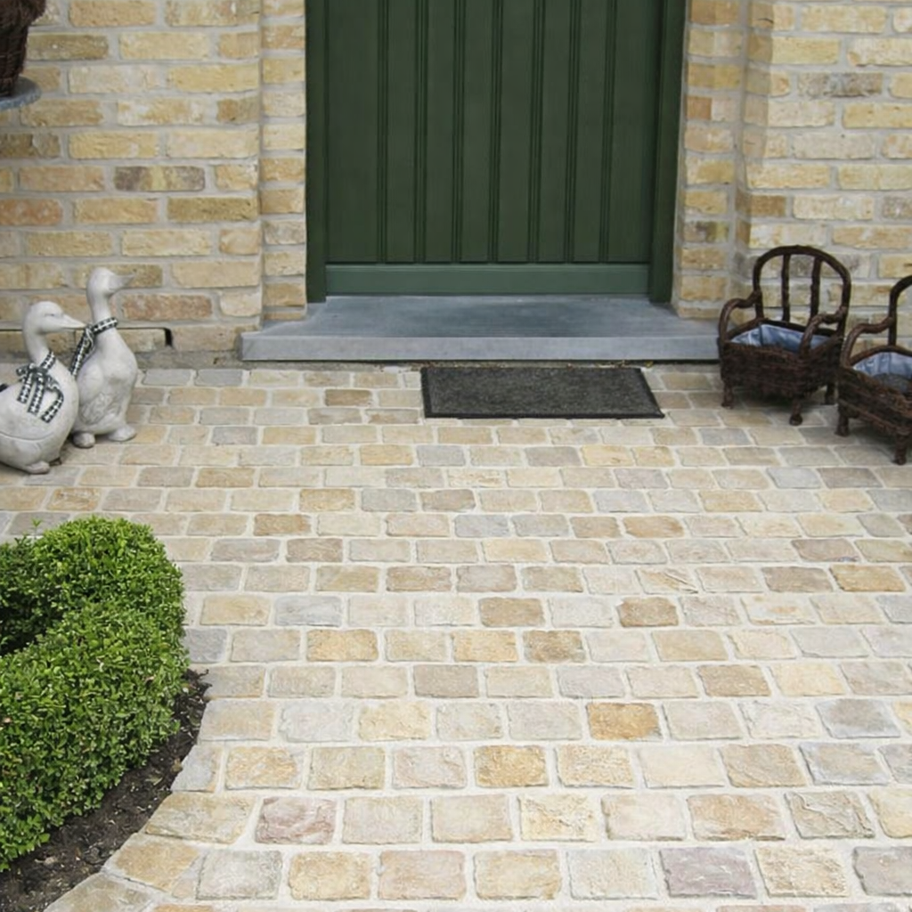 Fossil Mint Cobble Setts 100x100 40-60mm