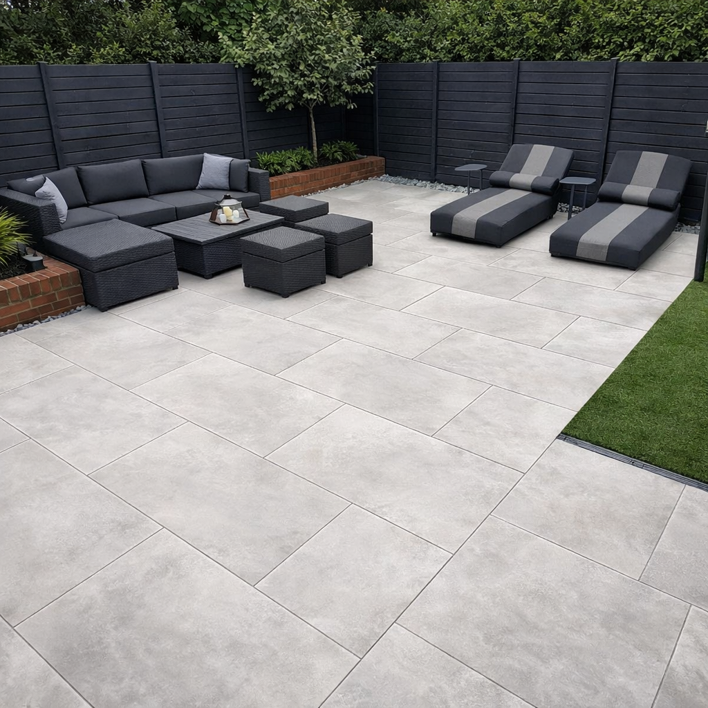 Hammer Stone Grey Porcelain Paving Slab 900x600 20mm