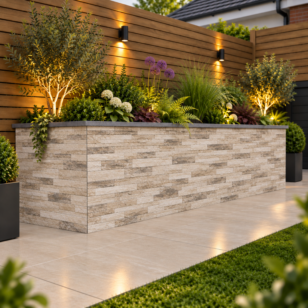 Ordino Beige Split Face Porcelain Wall Cladding