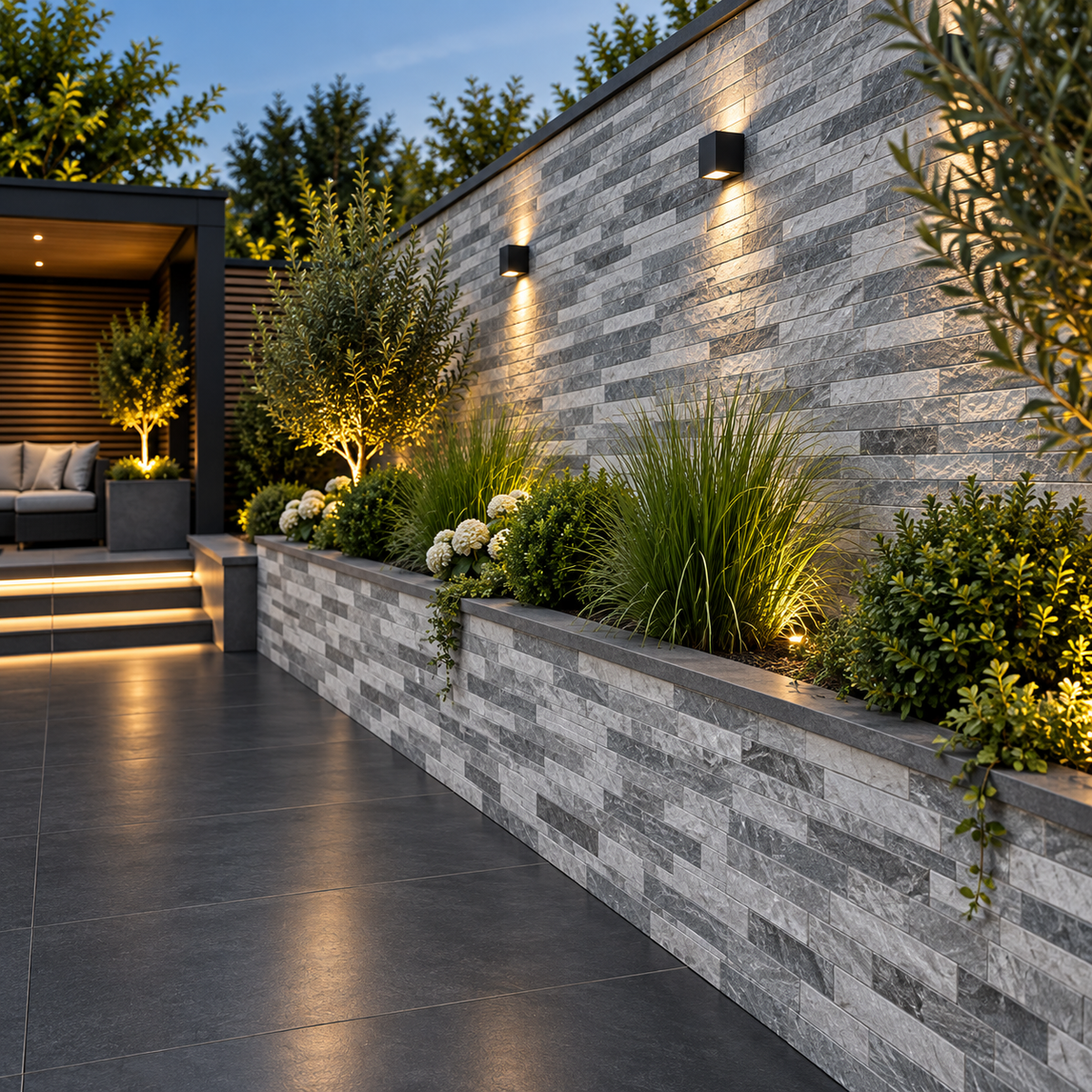 Ordino Grey Slate Split Face Porcelain Wall Cladding